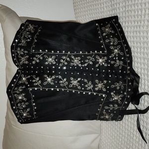 Charlotte Russe Black rhinestone and beaded corset top